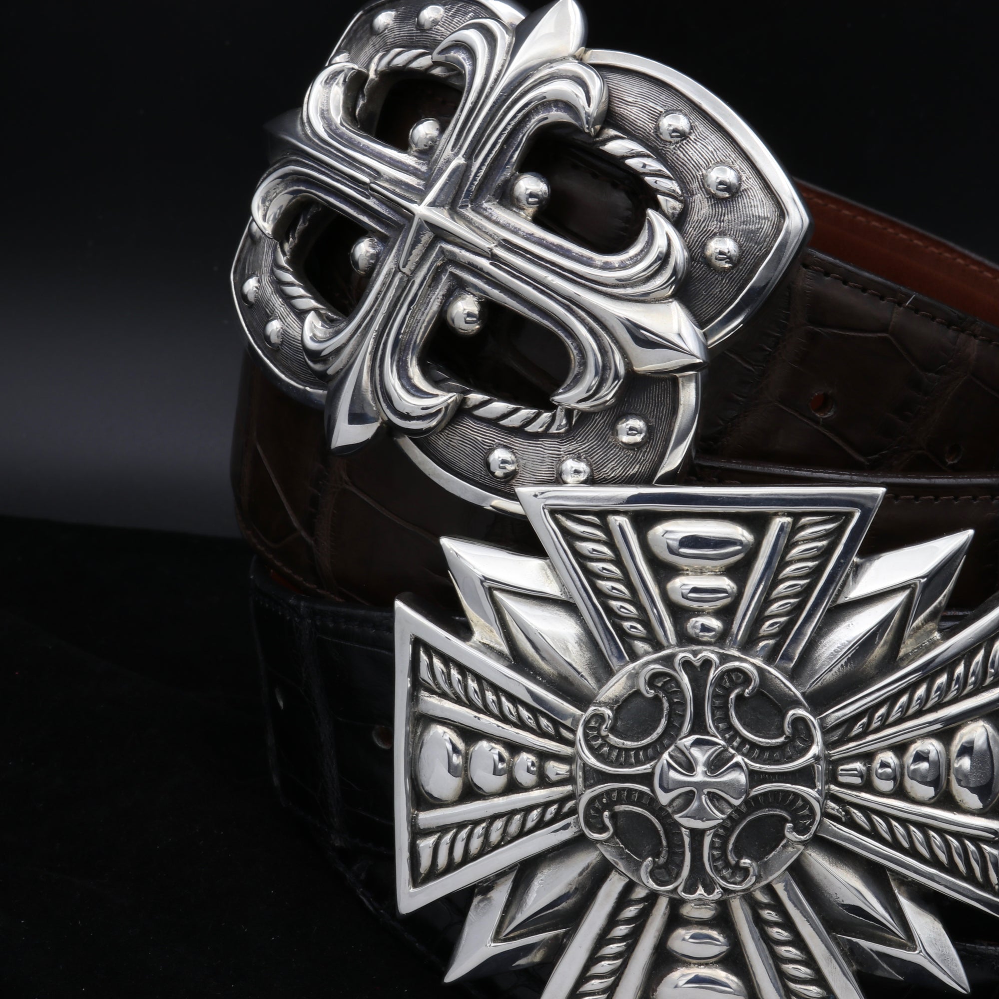 Gothic Sterling Silver belt buckles for men or women for 1.5" belts. 