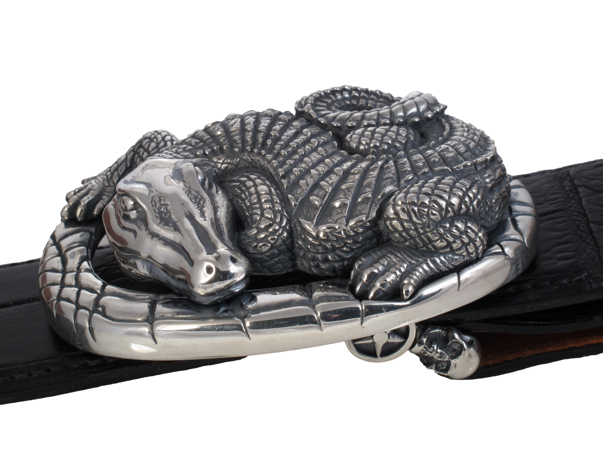 Sterling Alligator Oval trophy buckle