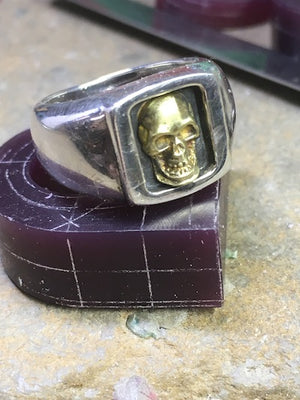 #DR - 16 Small Boxed Skull Ring with 18 kt Gold Skull option."