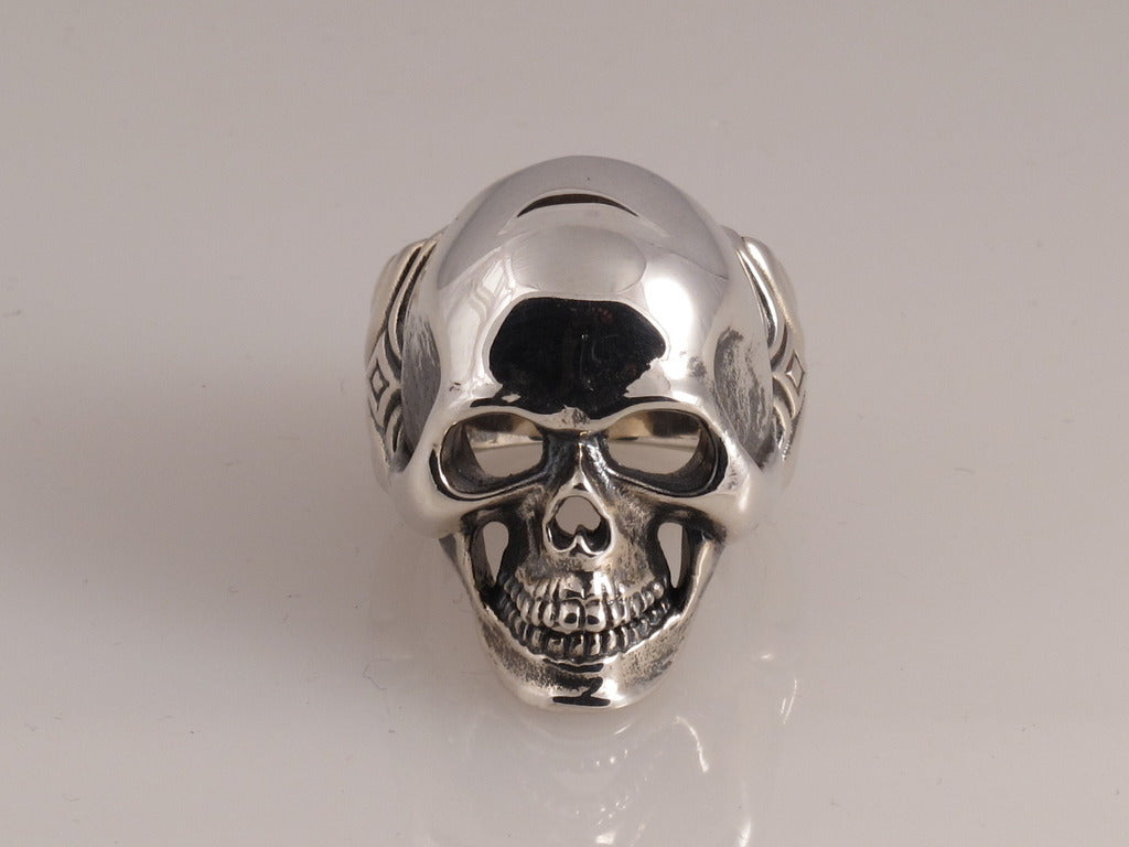 Sterling Skull with Carved Sides Ring