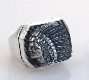 " DR - 14 Big Chief Ring  [Small Version] Sterling, front view."