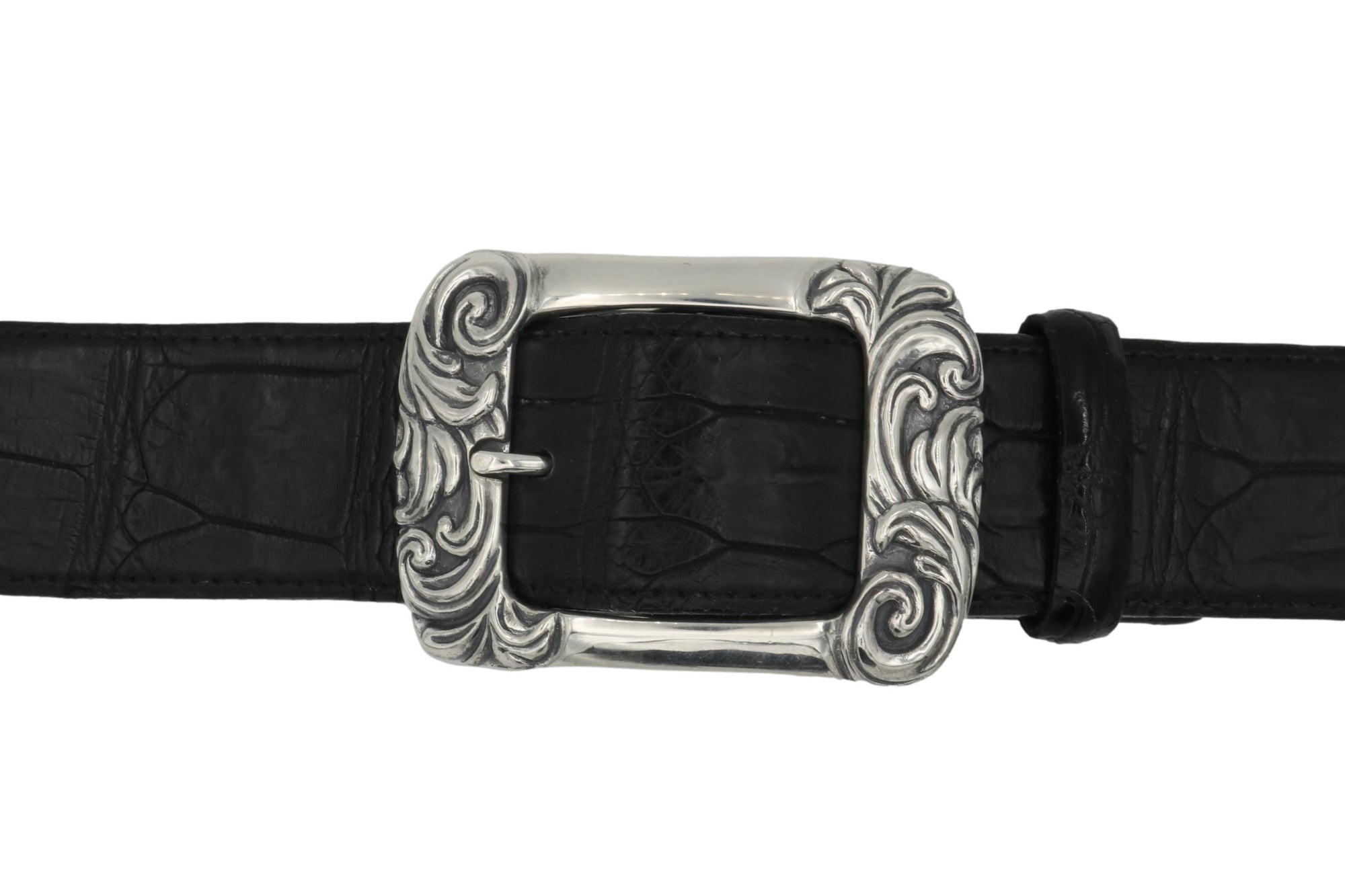 #1405 Sterling Double Scroll Garrison Buckle