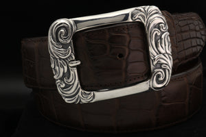 #1405 Sterling Double Scroll Garrison Buckle
