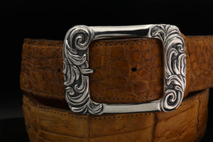 #1405 Sterling Double Scroll Garrison Buckle