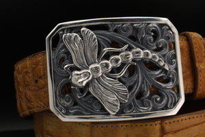 #1404 Dragonfly Scroll Trophy Buckle