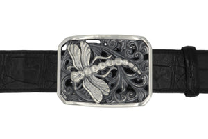 #1404 Dragonfly Scroll Trophy Buckle