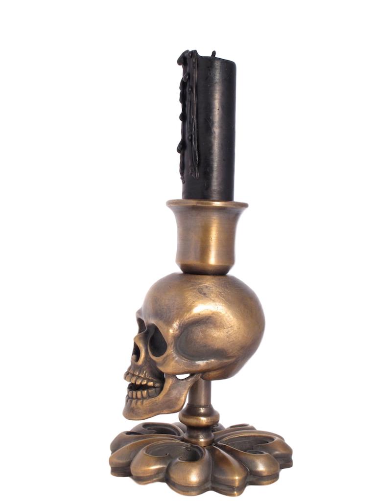 #DH-01 Bronze Skull Candlestick