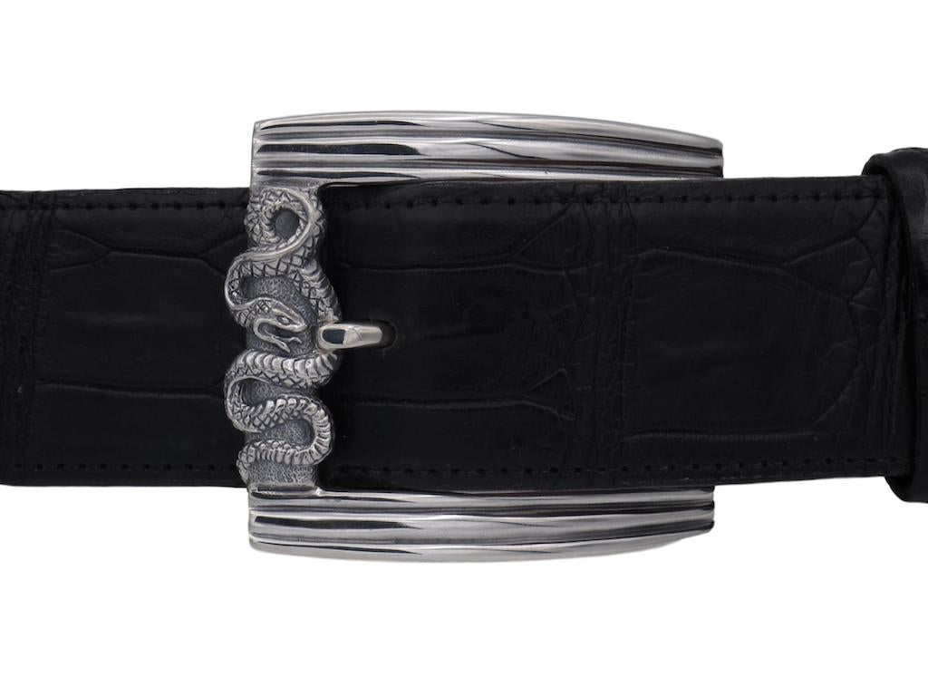 1382 Sterling Harness Buckle with Wrapping Snake, 1.5
