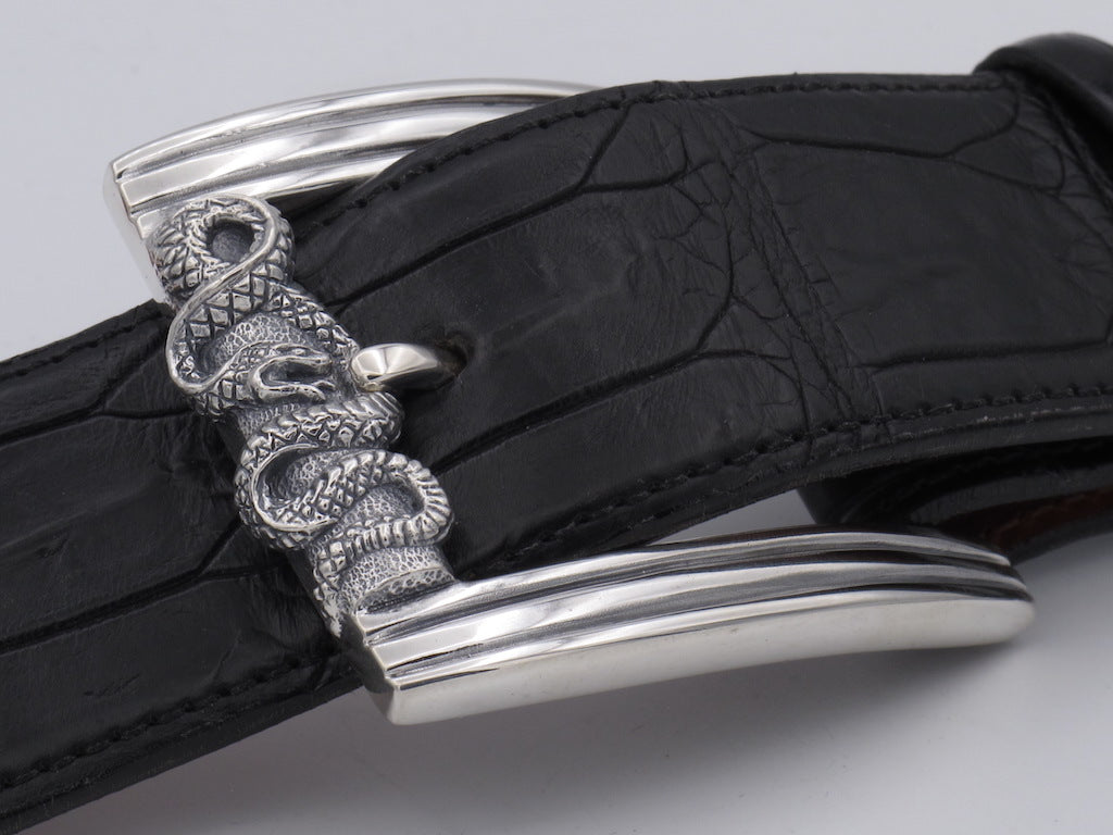 #1382 Sterling Harness Buckle with Wrapping Snake, 1.5"