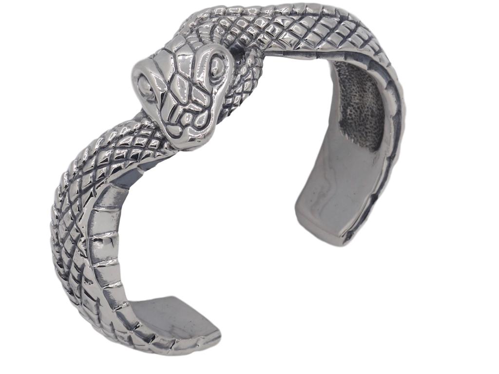 Organic Silver Spessartine Snake Arm Cuff Bracelet — Michael Barin
