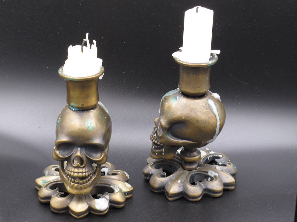 #DH-01 Bronze Skull Candlestick