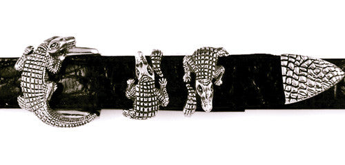 Sterling Single Alligator 4 pc. buckle set