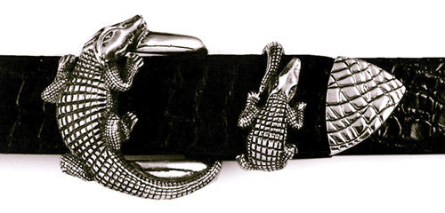 Sterling Alligator 3 pc. buckle set