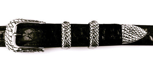 Sterling Alligator Skin Pattern 4 Pc. Buckle Set