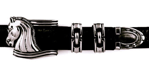 Sterling Roman Horse 4 pc. Buckle Set