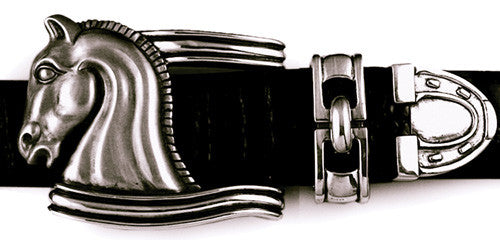 Sterling Roman Horse 3 pc. buckle set