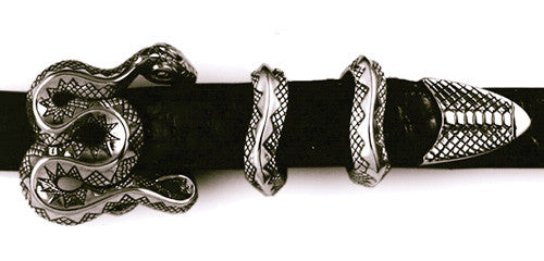 Sterling Coiled Snake 4 pc. Buckle Set