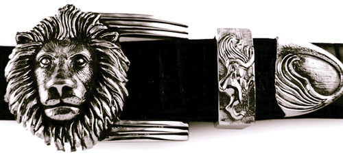 Sterling Lion's Head 3 pc. buckle set