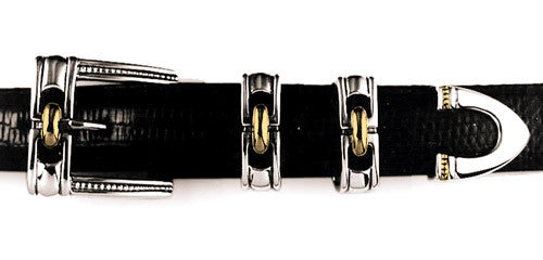 Sterling and 18kt Gold Equestrian Harness buckle set