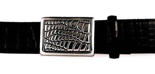 Sterling Alligator Pattern plaque buckle