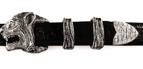 Sterling Tiger Head in Profile buckle set