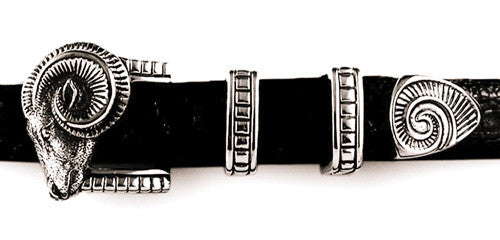 Sterling Ram's Head buckle set
