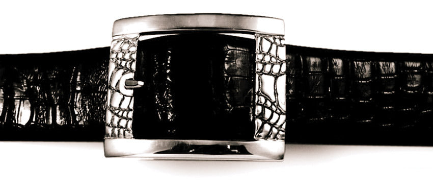 Sterling Alligator Print centre bar buckle