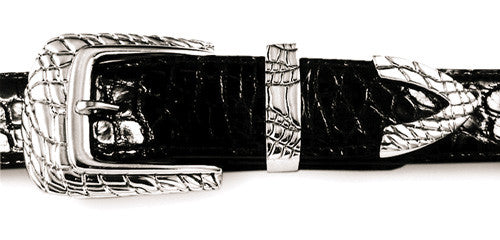 Sterling Alligator Print buckle set