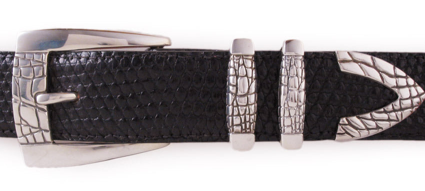 Sterling Alligator Pattern buckle set