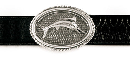 Sterling Swordfish oval trophy buckle