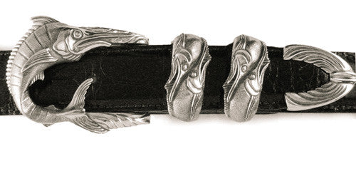 Sterling Fighting Tarpon buckle set