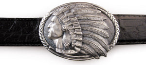 Sterling Indian Oval trophy buckle