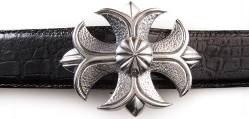 Sterling Hammmered Cross buckle