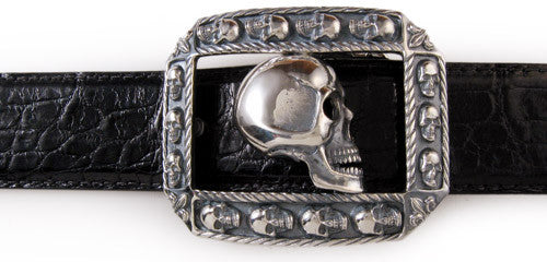 Sterling Side Skull trophy buckle