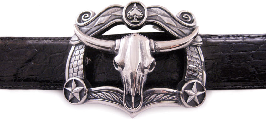 Sterling Steer Skull trophy buckle