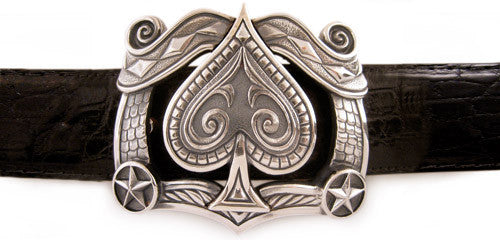 Sterling Ace of Spades trophy buckle