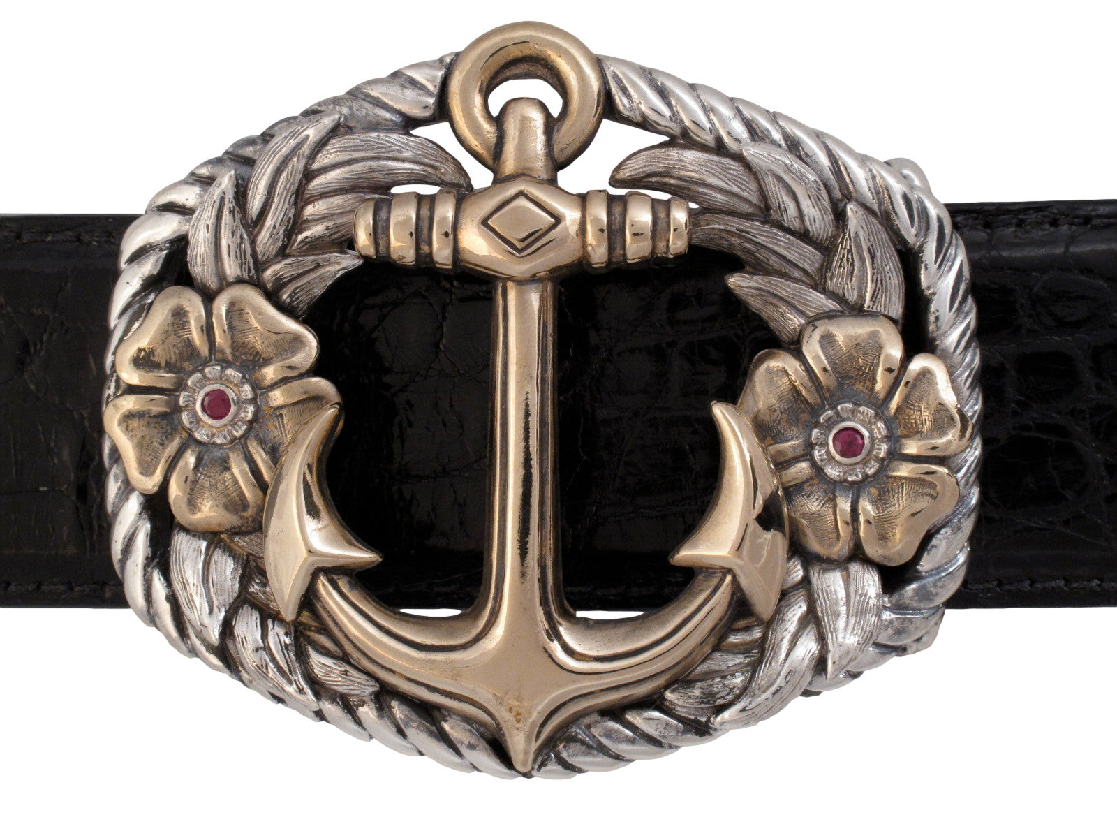 Sterling and Bronze Anchor buckle w/Rubies
