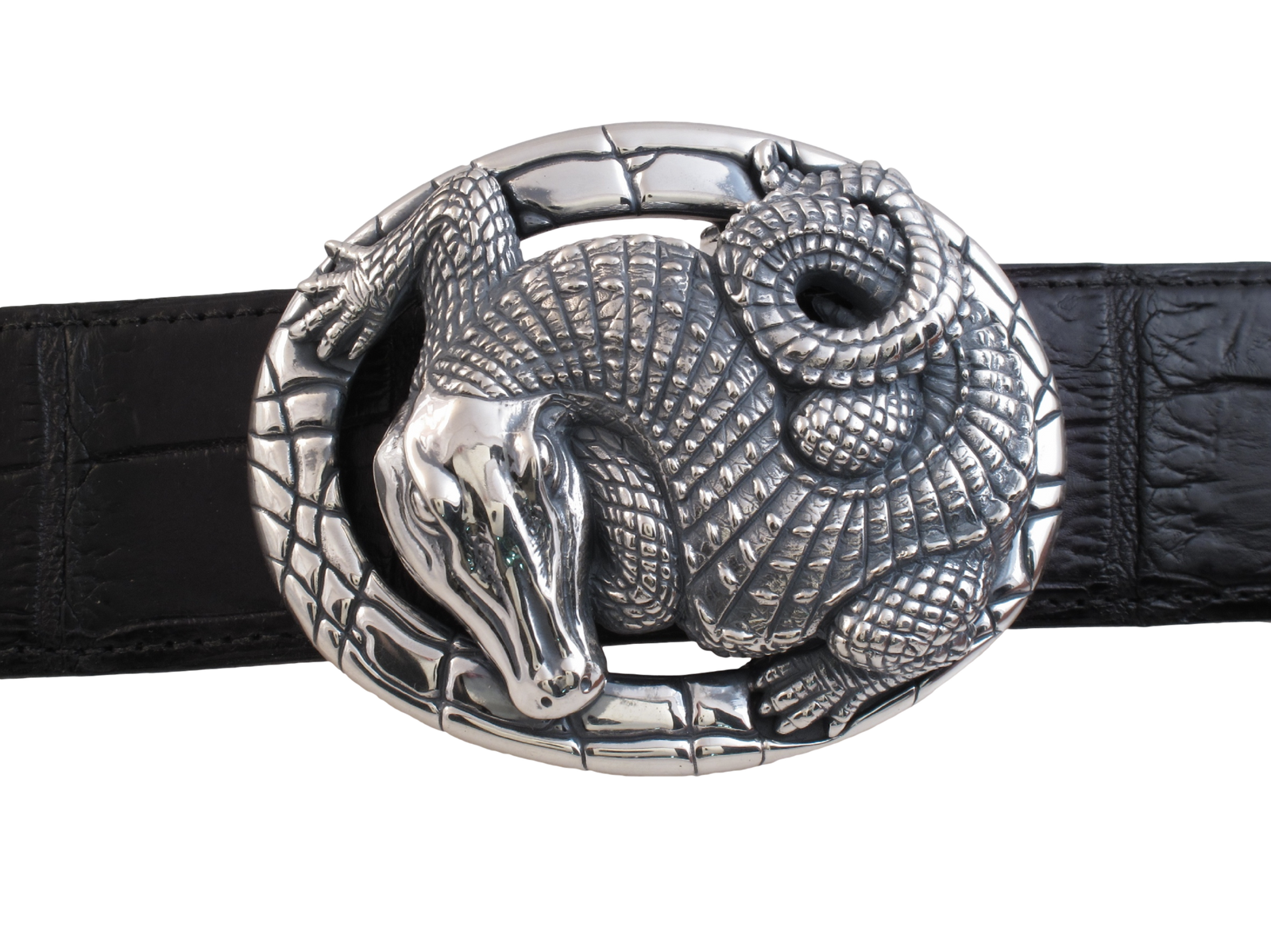 Sterling Alligator Oval trophy buckle