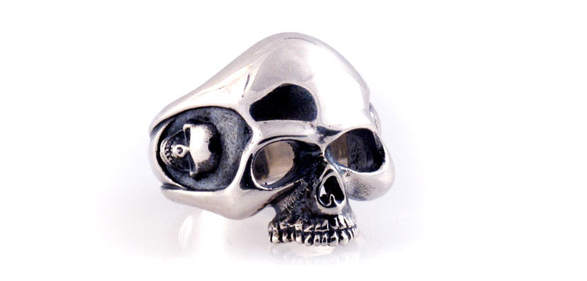Sterling Half Skull Ring