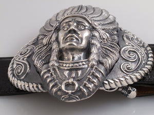 Sterling Big Chief Trophy Buckle side view
