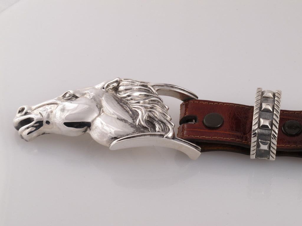 #1231 Sterling 1" Running Horse 4 pc. Buckle set