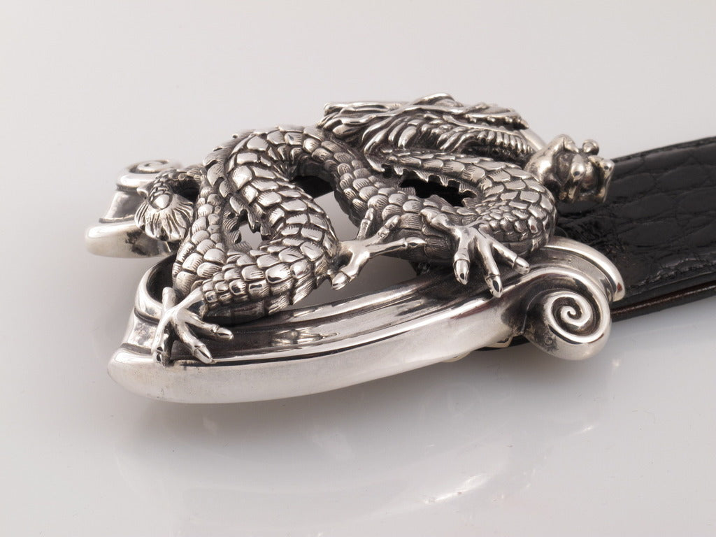 Sterling Dragon on Banner trophy buckle