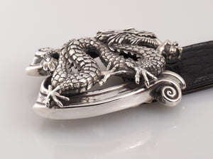 Sterling Dragon on Banner trophy buckle side view