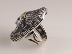 Sterling and 18kt Gold Indian Chief Ring side view
