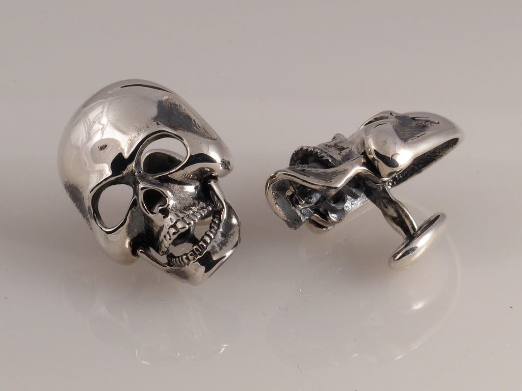 Sterling Large Skull Cufflink