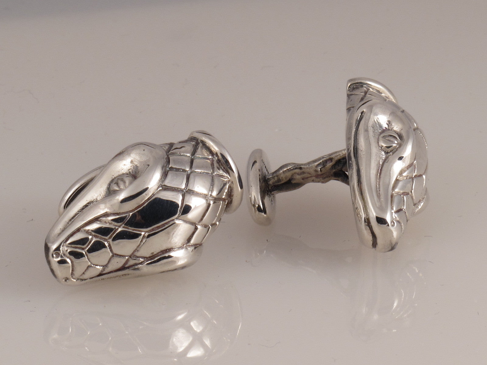 Sterling Snake Head Cufflinks