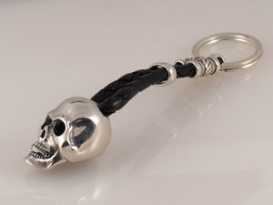 Sterling Skull Key ring side view