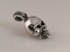 Sterling Large Skull Pendant with Bail side view