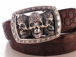 Triple Skull trophy buckle