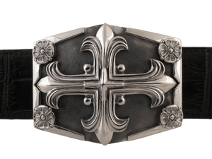 Sterling Gothic Cross on Shield Buckle